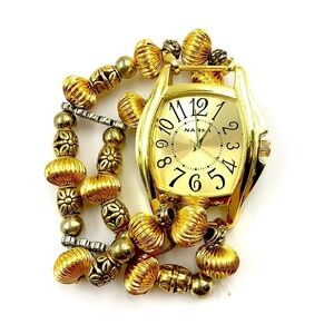 Narmi Golden Beaded Stretchy Watch​​